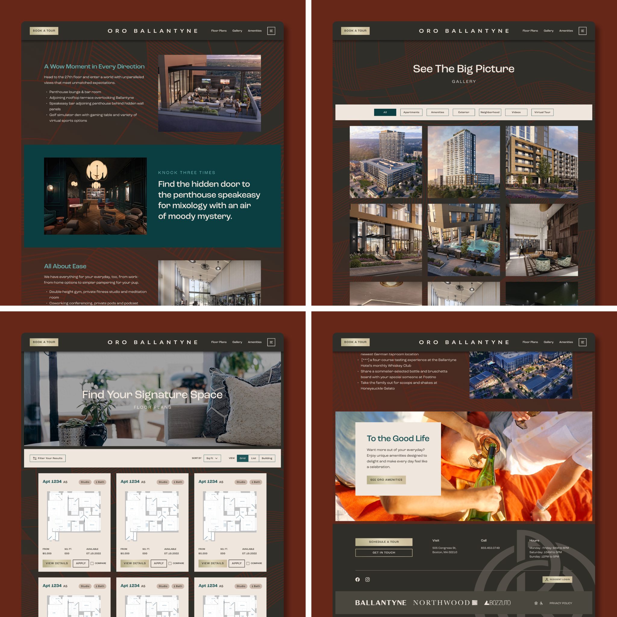 Various mockup views of the Oro desktop website