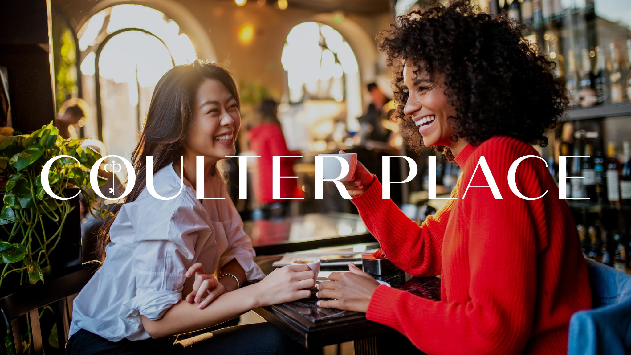 Coulter Place logo overlaying lifestyle image of two women of color
